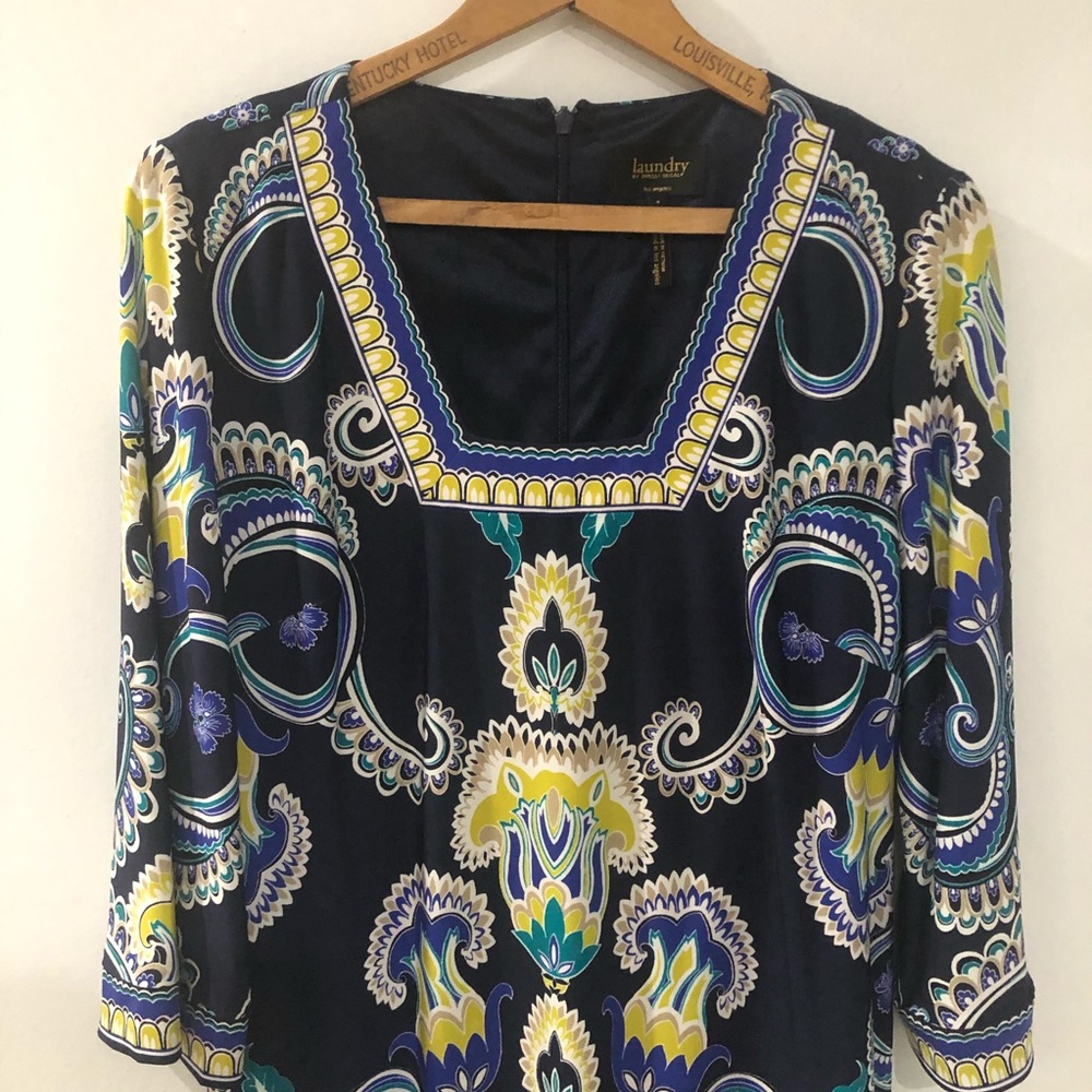 Laundry by Shelli Segal Blue Shift Dress 4 - Picture 3 of 6